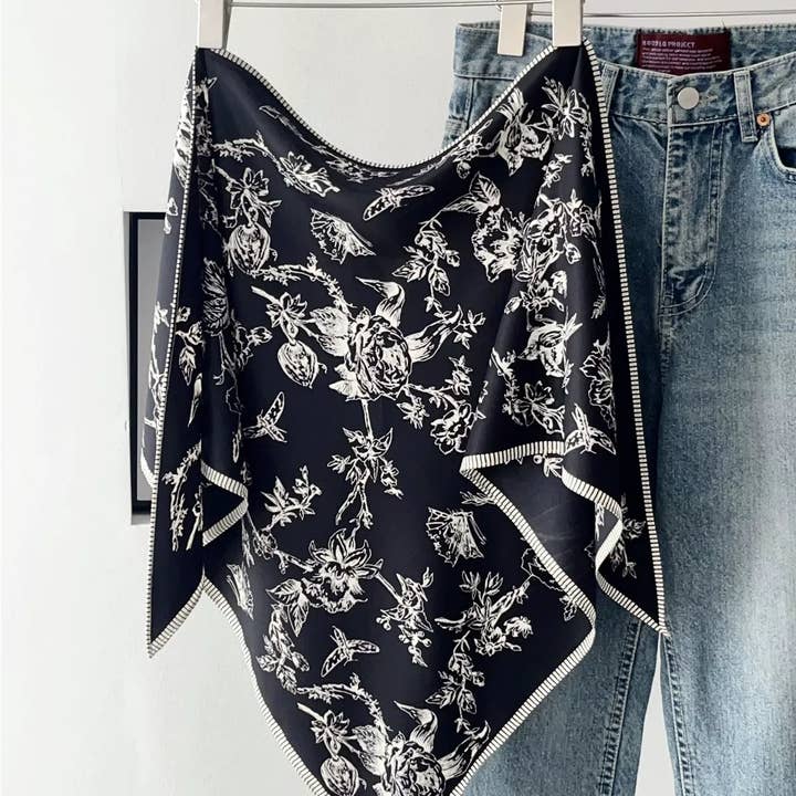 S25281 Flower Patterned Triangle Lightweight Scarf for wholesale by Pretty Persuasions