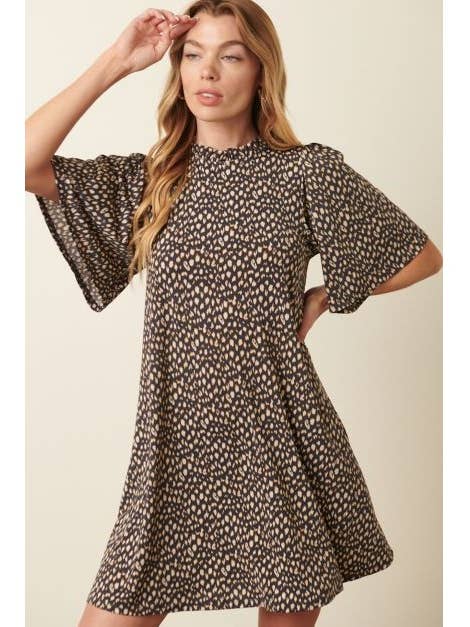 mittoshop - Wholesale Dress - Women's - ANIMAL PRINT RUFFLE MOCK NECK MINI DRESS1