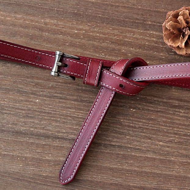 Women's Skinny Belt for Jeans Dresses Vintage Skinny Waist Belt; Dark Red for wholesale by Naomi's Happy Place Shop