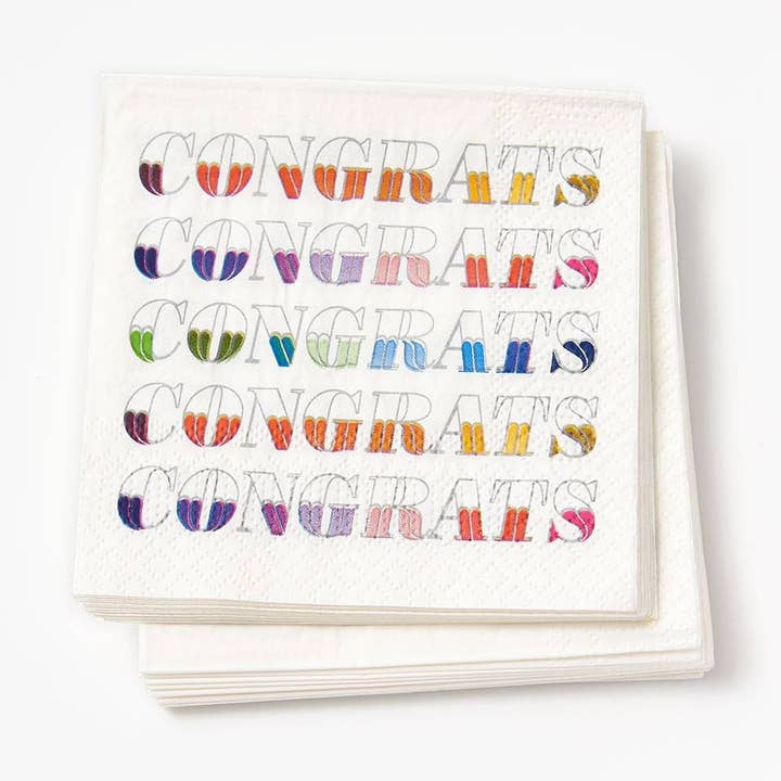 Paper Source Wholesale - Wholesale Disposable Napkin - Colorful Congrats Party Cocktail Napkin0