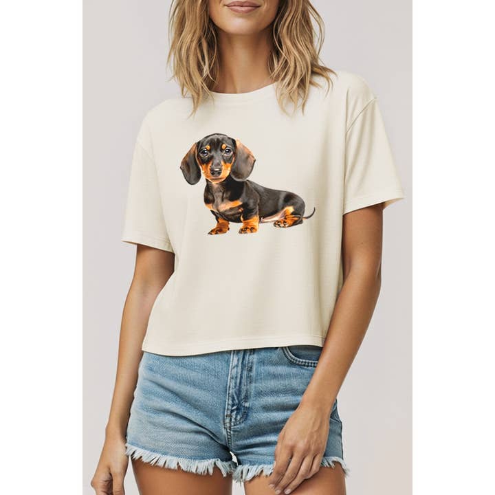 CROP TOP GRAPHIQUE BOXY TECKEL pour la vente par VINTAGE POINT USA