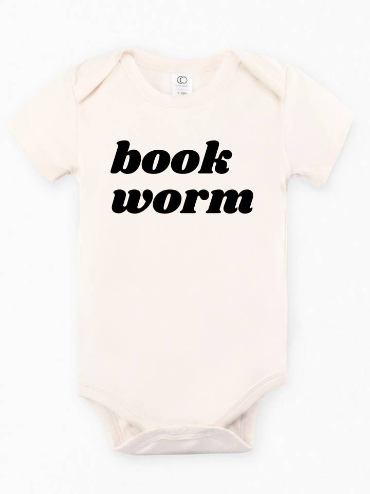"Book Worm'" Organic Baby Onesie for wholesale by The Southern Bunny