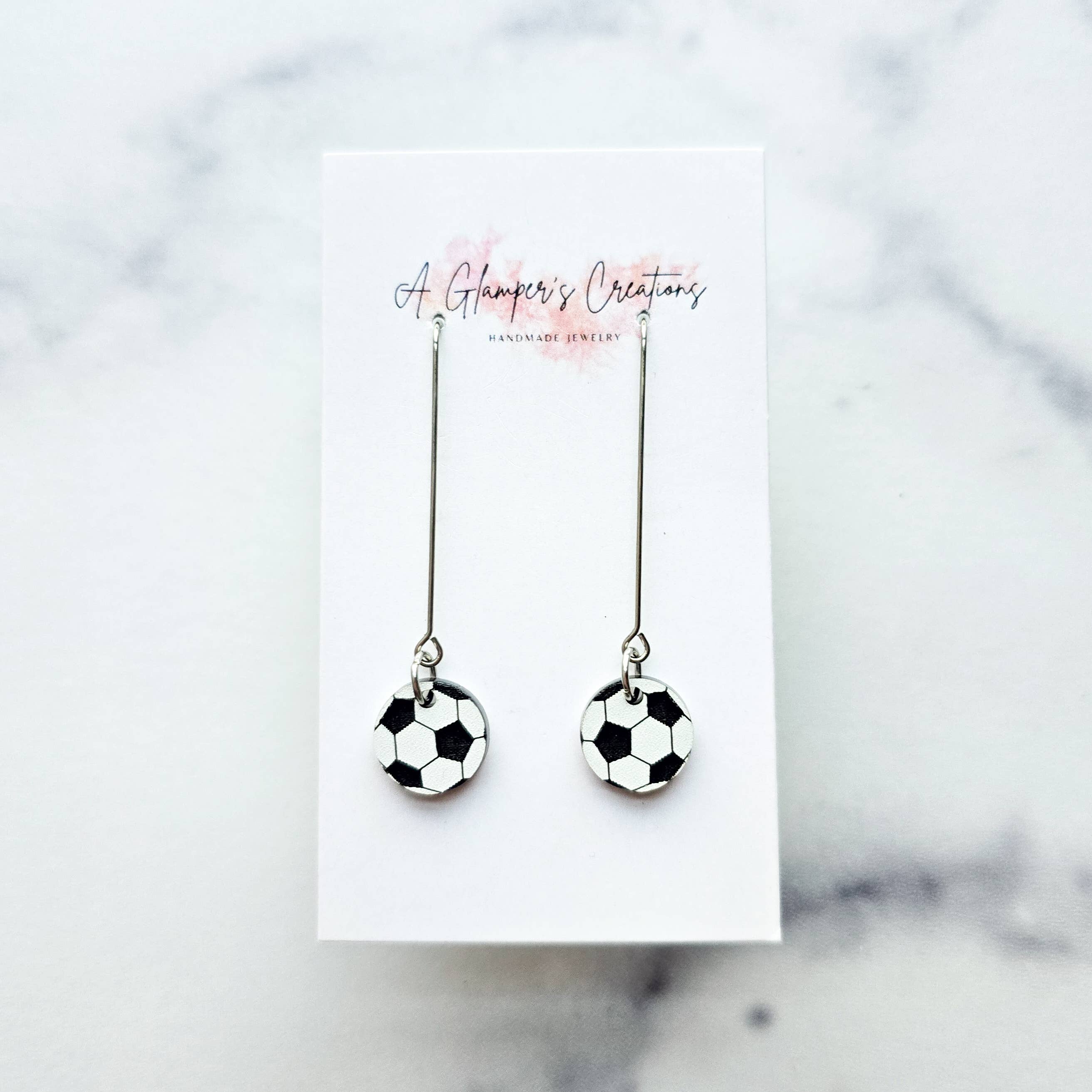 A Glamper's Creations LLC - Wholesale Dangle Earrings - Soccer Dangle Acrylic Earrings0