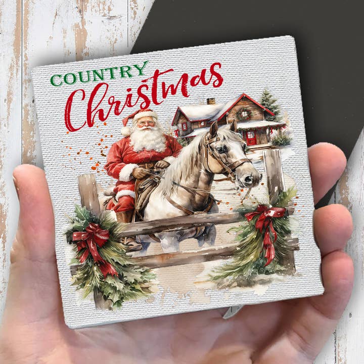Country Christmas Santa Riding Horse Magnet Fridge for wholesale by Avery Lane Gifts