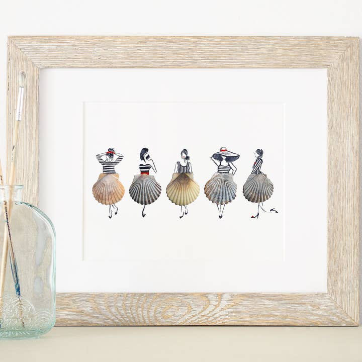 Schelpen en strepen 5x7 of 8x10 Fine Art Print voor wholesale door ALR Designs