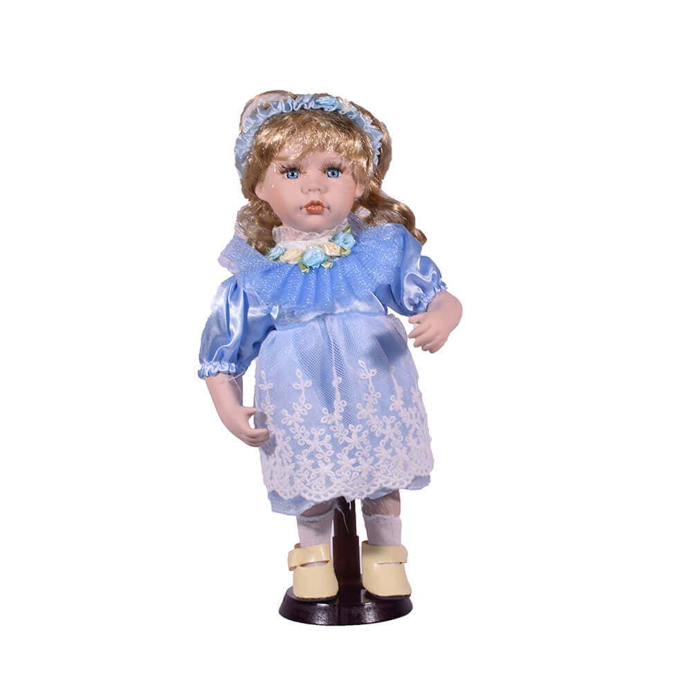 Porzellanpuppe 42cm Künstlerpuppe ca Oma beim Einkaufen 