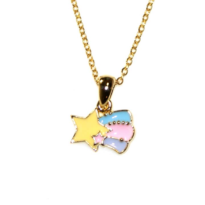 Shooting Star emaille halsketting - GGNL313 GD/YEL/PK/BLU voor wholesale door Goody Gumdrops