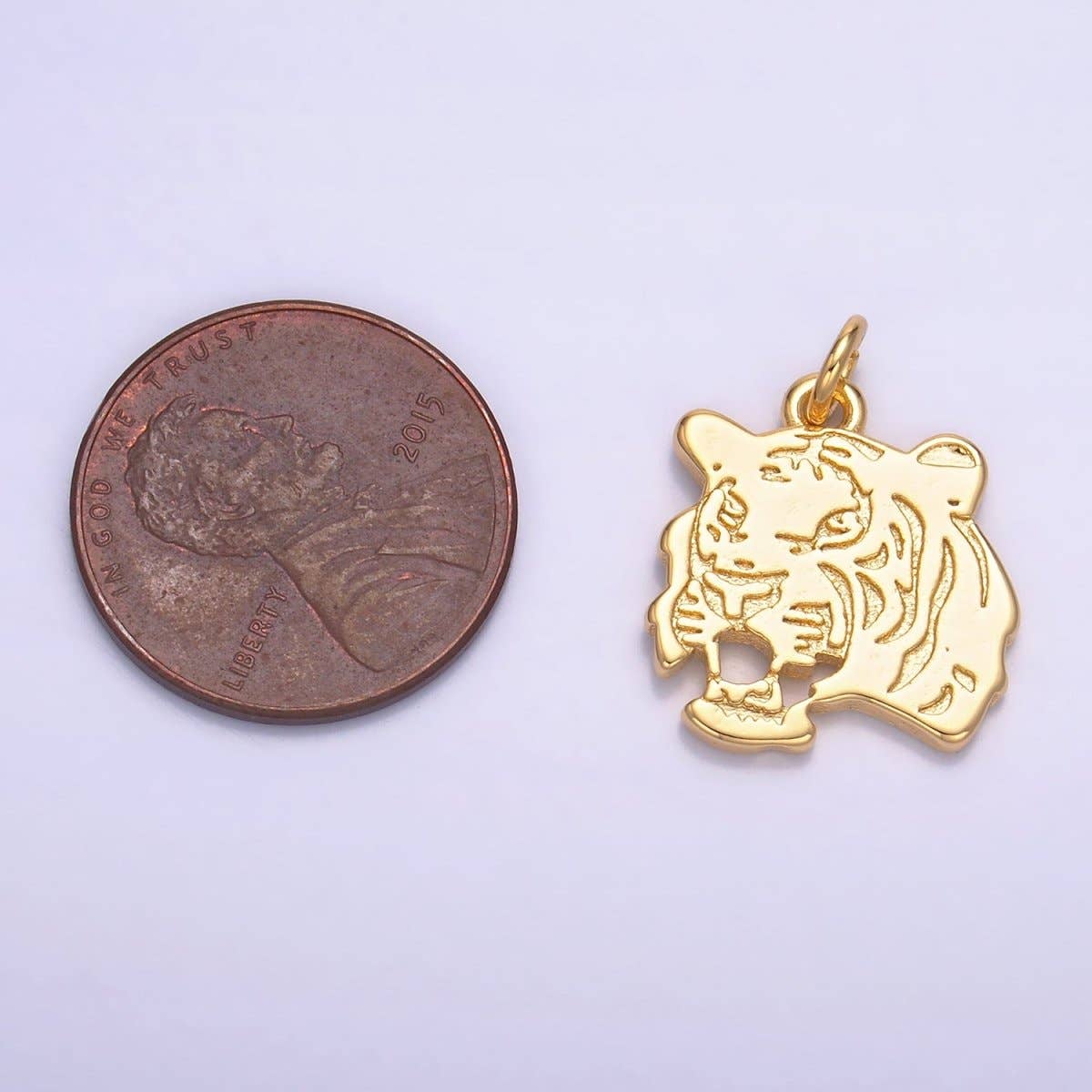 Aim Eternal - Wholesale Individual Charm/Pendant - 24K Gold Filled Tiger Head Animal Charm | W2332