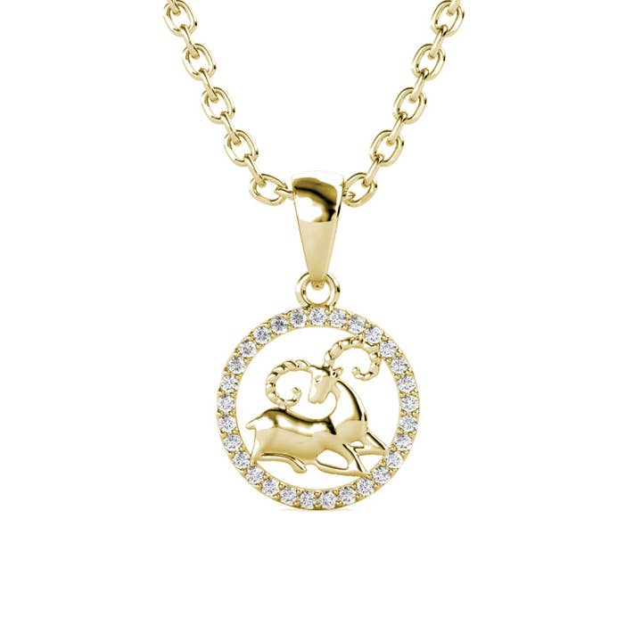 CARALI / MYC Paris - Wholesale Pendant/Charm Necklace - Aries Zodiac Pendant - Gold and Crystal