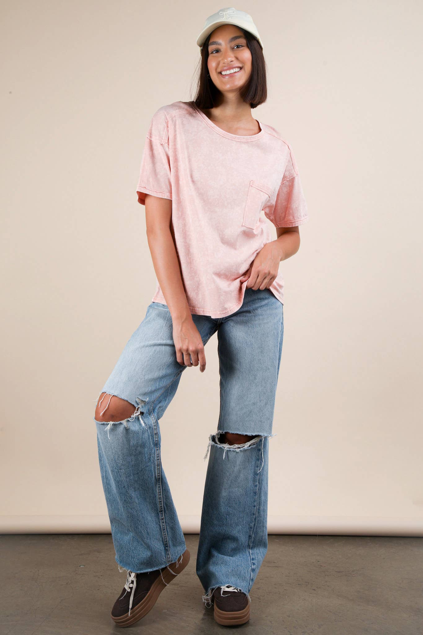 VERY J - Wholesale Knit Top - Women's - NT11108-Mineral Washed Knit Top with Pocket29