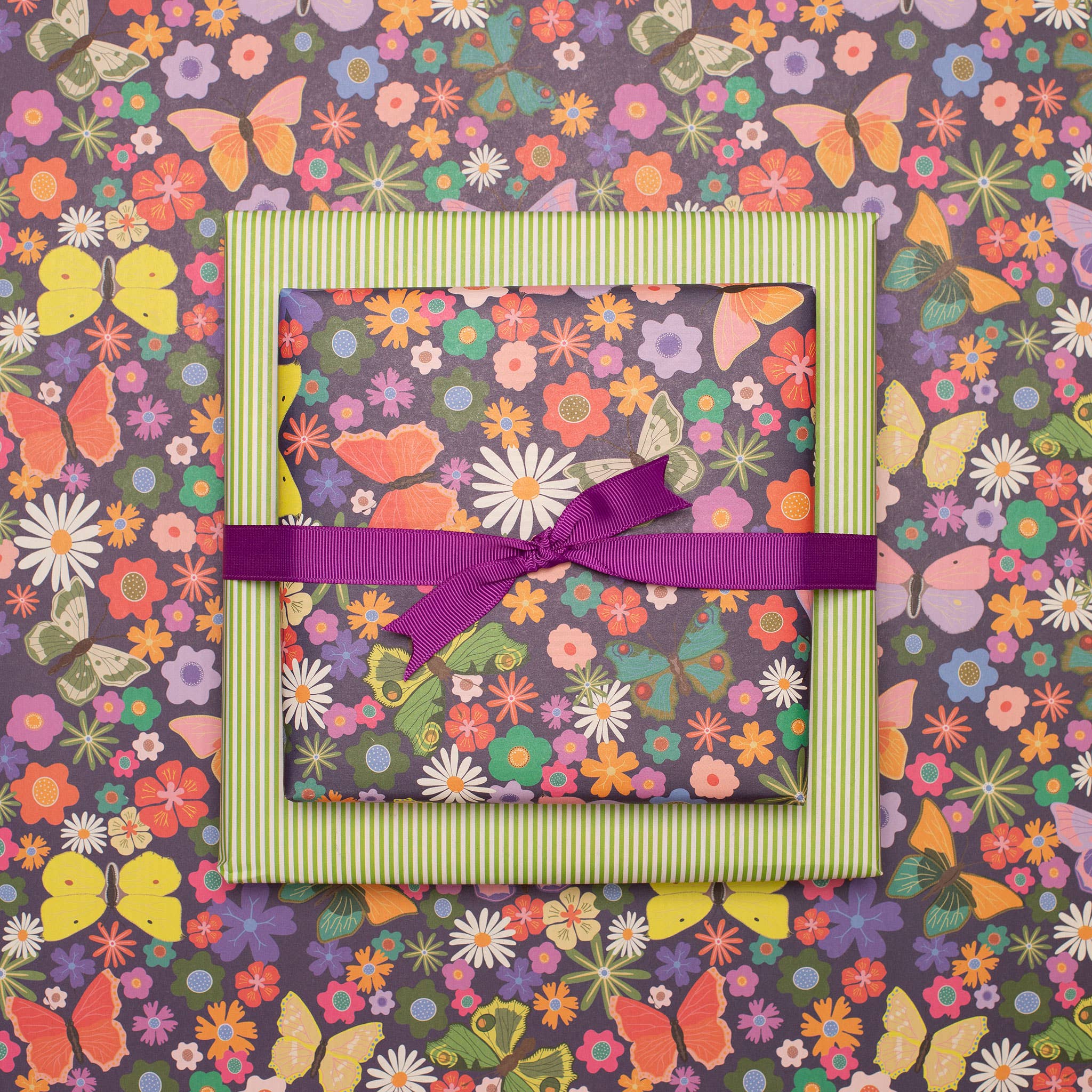 My Pretty Circus - Wholesale Flat Wrap - Easter wrapping paper butterflies on flower meadow6