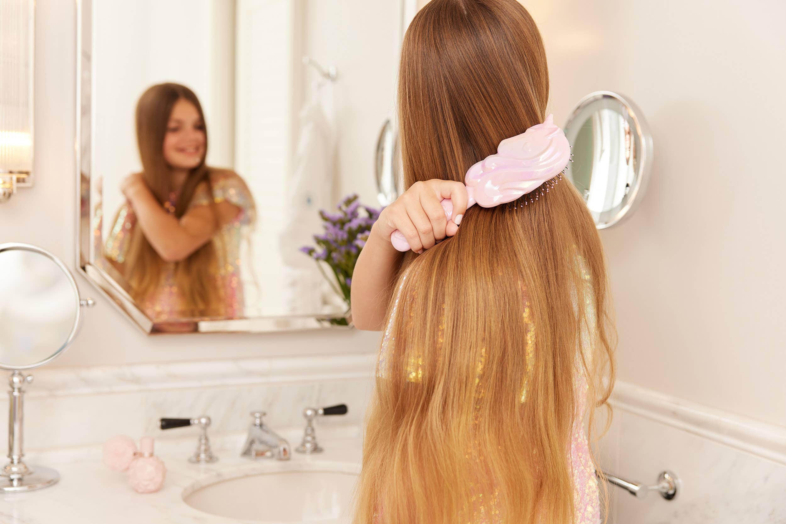 Glimmer Wish – wholesale Hårborste/kam - Barn och baby – Glimmer Wish Unicorn Borste för barn, tovlösande och skonsam2