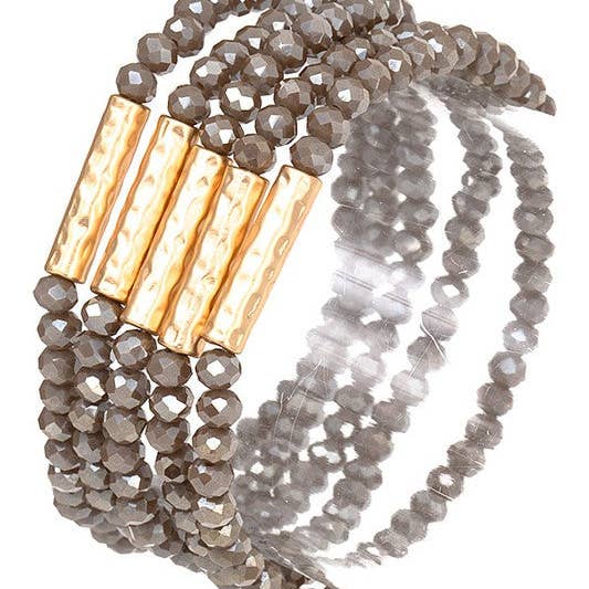 Andrea Bijoux - Wholesale Beaded Bracelet - GLASS SEED BEAD METAL ACCENT BRACELET3