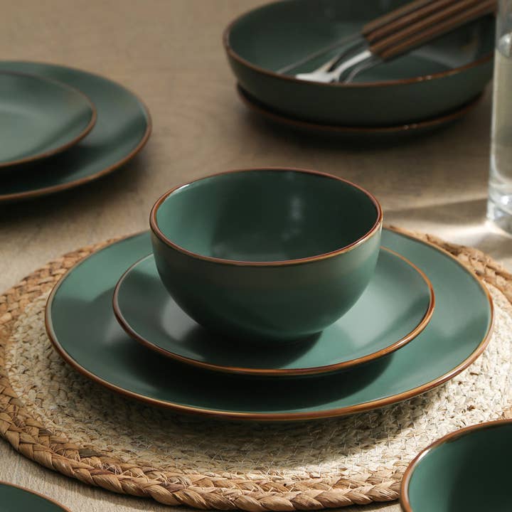 Stone + Lain - Wholesale Dinnerware Set - Brasa Stoneware Dinnerware Set - Green
