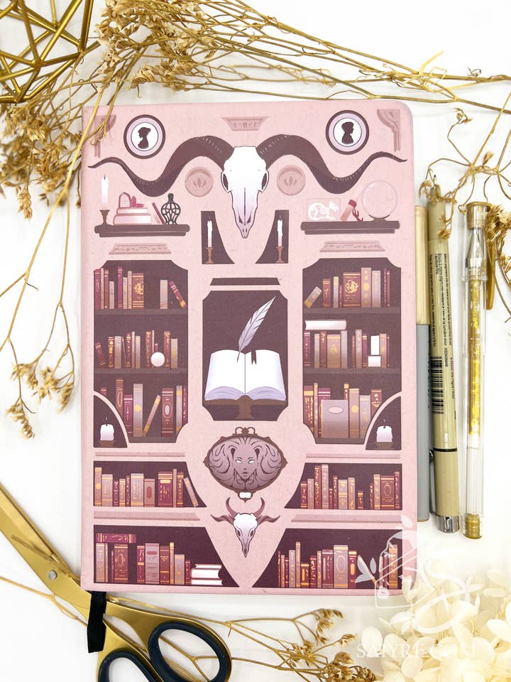 Dark Library Notebook for wholesale by Saiyre Illustration and Design