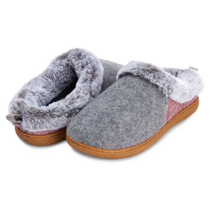 Women's Melissa Two Tone Felt Clog Slipper for wholesale by Floopi