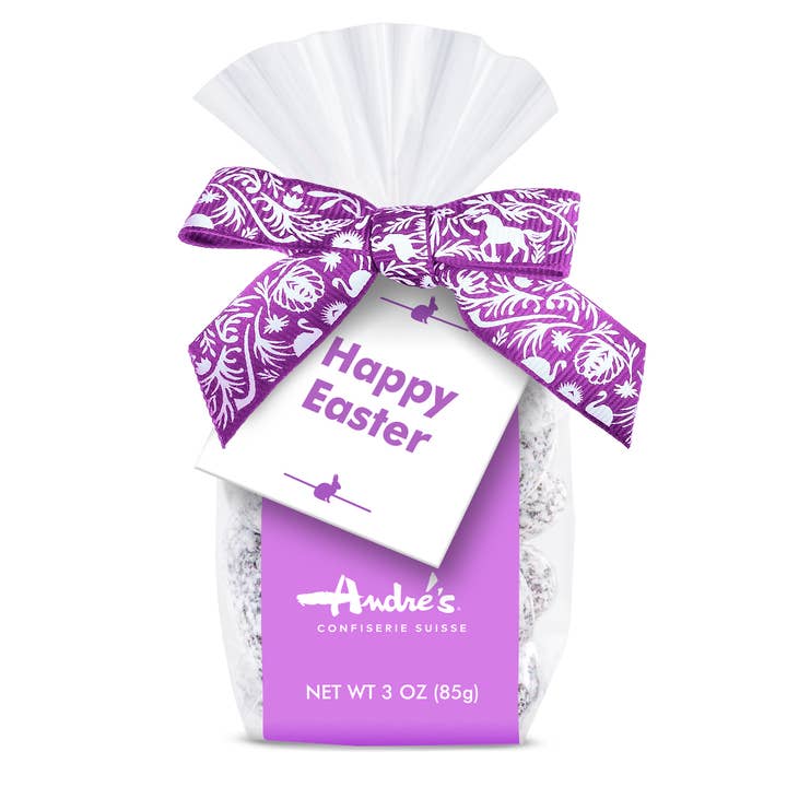 Easter "Happy Easter" Chocolate Almonds 3 oz Bag for wholesale by Andre's Chocolates