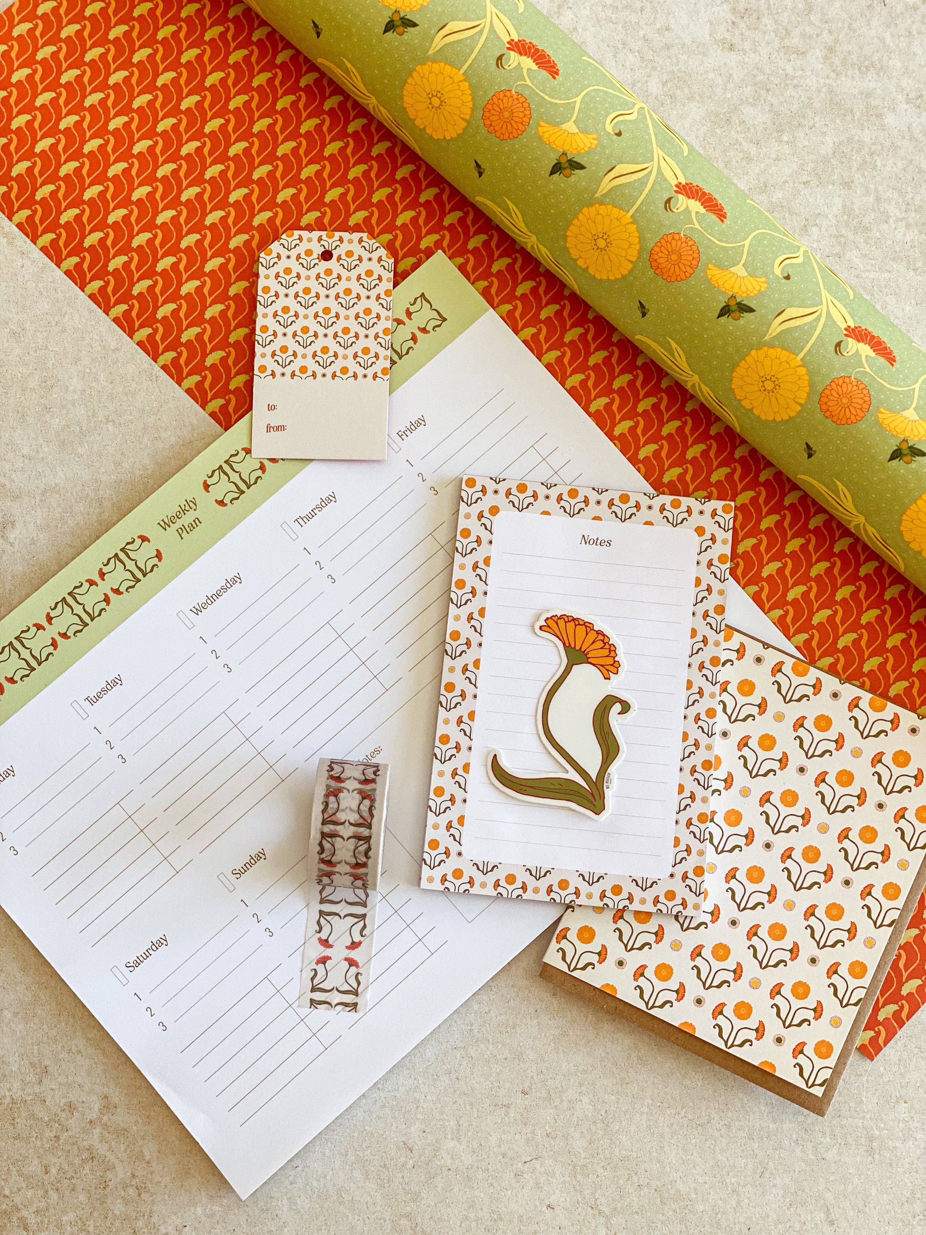 re:mused studio - Wholesale Flat Wrap - Calendula Gift Wrap Sheet-Double Sided3