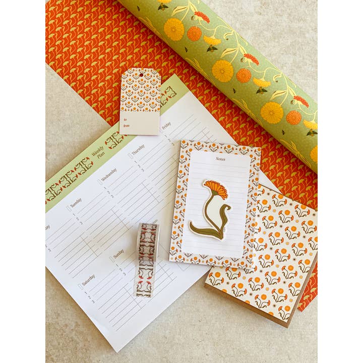 re:mused studio - Wholesale Flat Wrap - Calendula Gift Wrap Sheet-Double Sided3