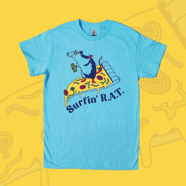 Surfin' R.A.T. T-shirt met grafische print voor wholesale door Brianna Gardocki Art