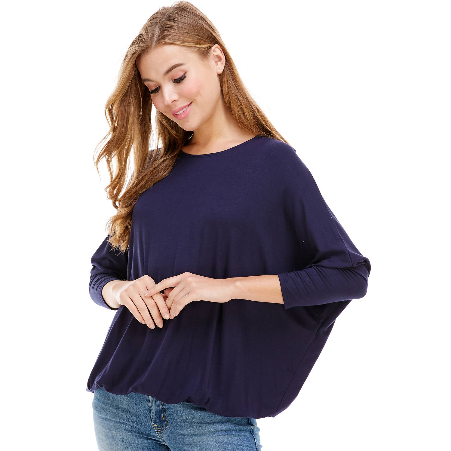 Azules Clothing - Wholesale Tunic - Women's - ATP-2309RS-DOLMAN Sleeve Elastic Bottom Hem Tunic3