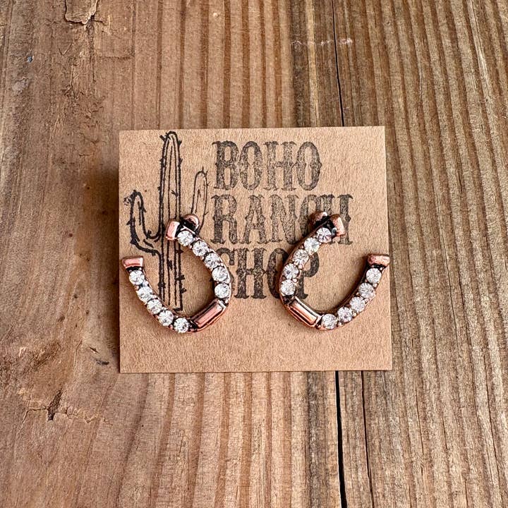 Boho Ranch Shop – wholesale Solitärörhängen – Västra Hästsko Stud Rhinestone Örhängen1