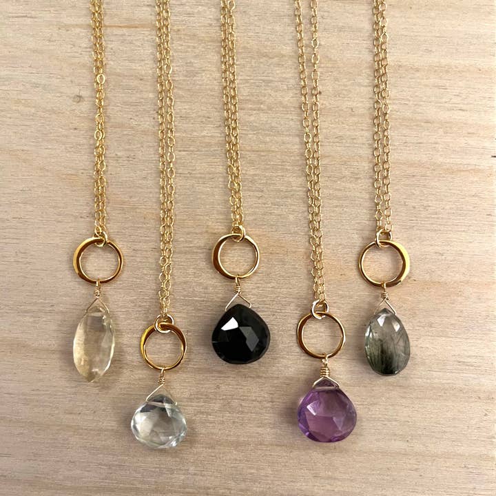 Bess Gemstone Necklace (14k Gold-fill) for wholesale by TASI Designs