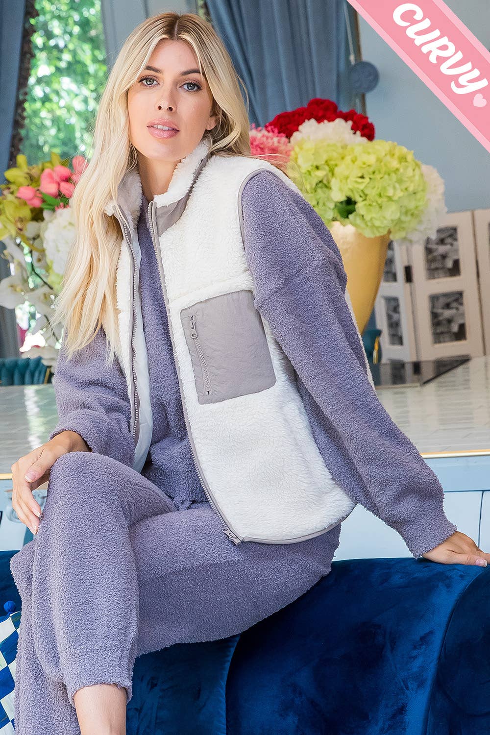 Sweet Lovely by Jen - Wholesale Outerwear Vest - Women's - SW459PL SHERPA VEST6