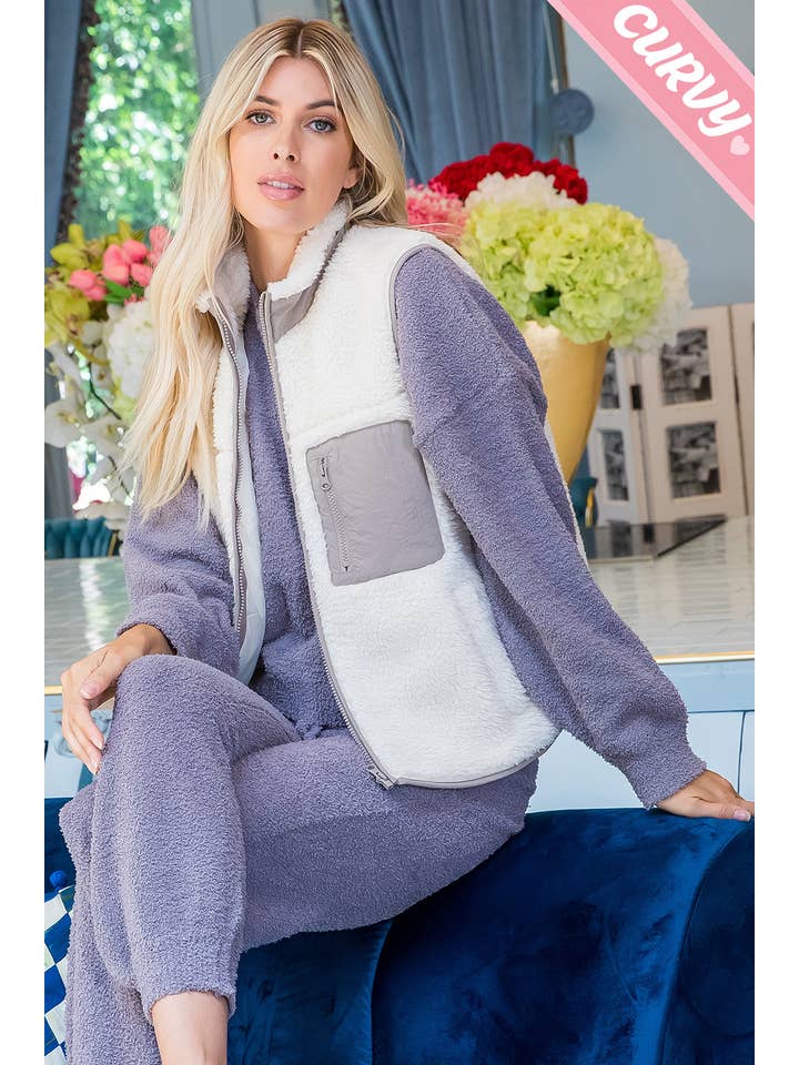 Sweet Lovely by Jen - Wholesale Outerwear Vest - Women's - SW459PL SHERPA VEST6