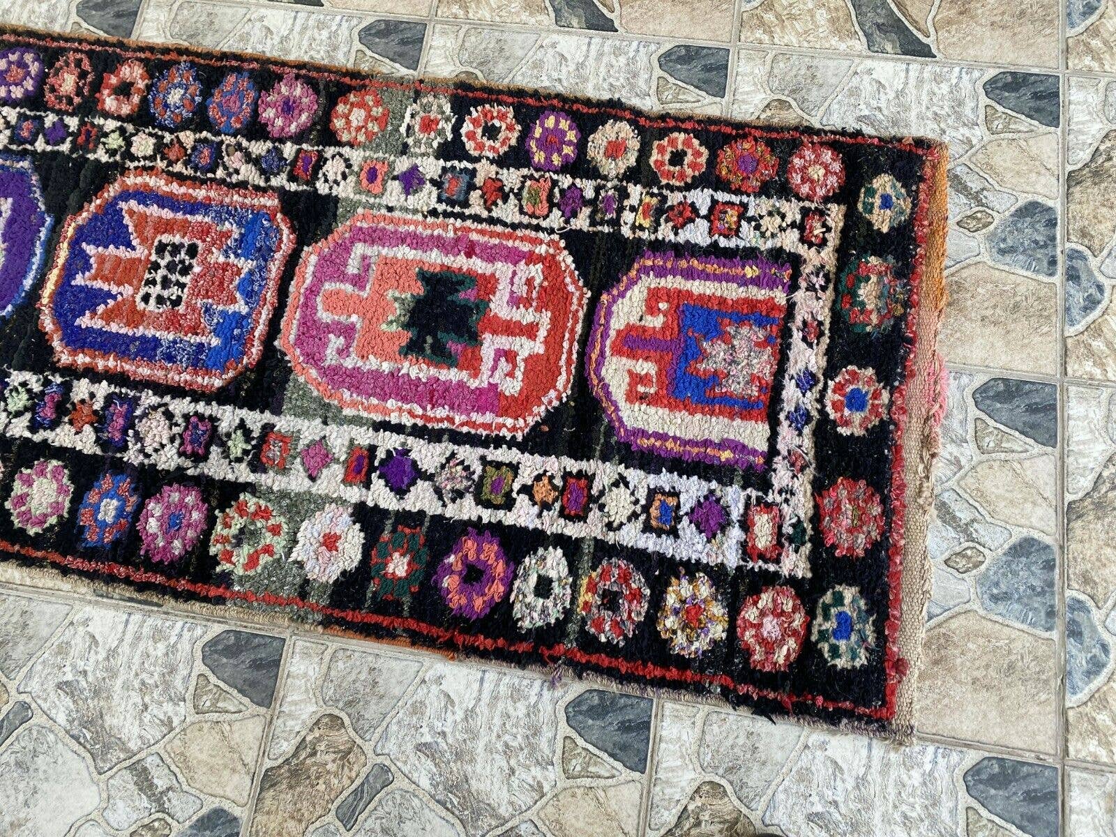 Oushak Rugs - Vente Tapis de couloir - Tapis Vintage Herki Tribal Turc Fait Main en Laine4
