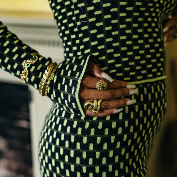 Water Moccasin Ring with Stone Eyes for wholesale by Saint Claude