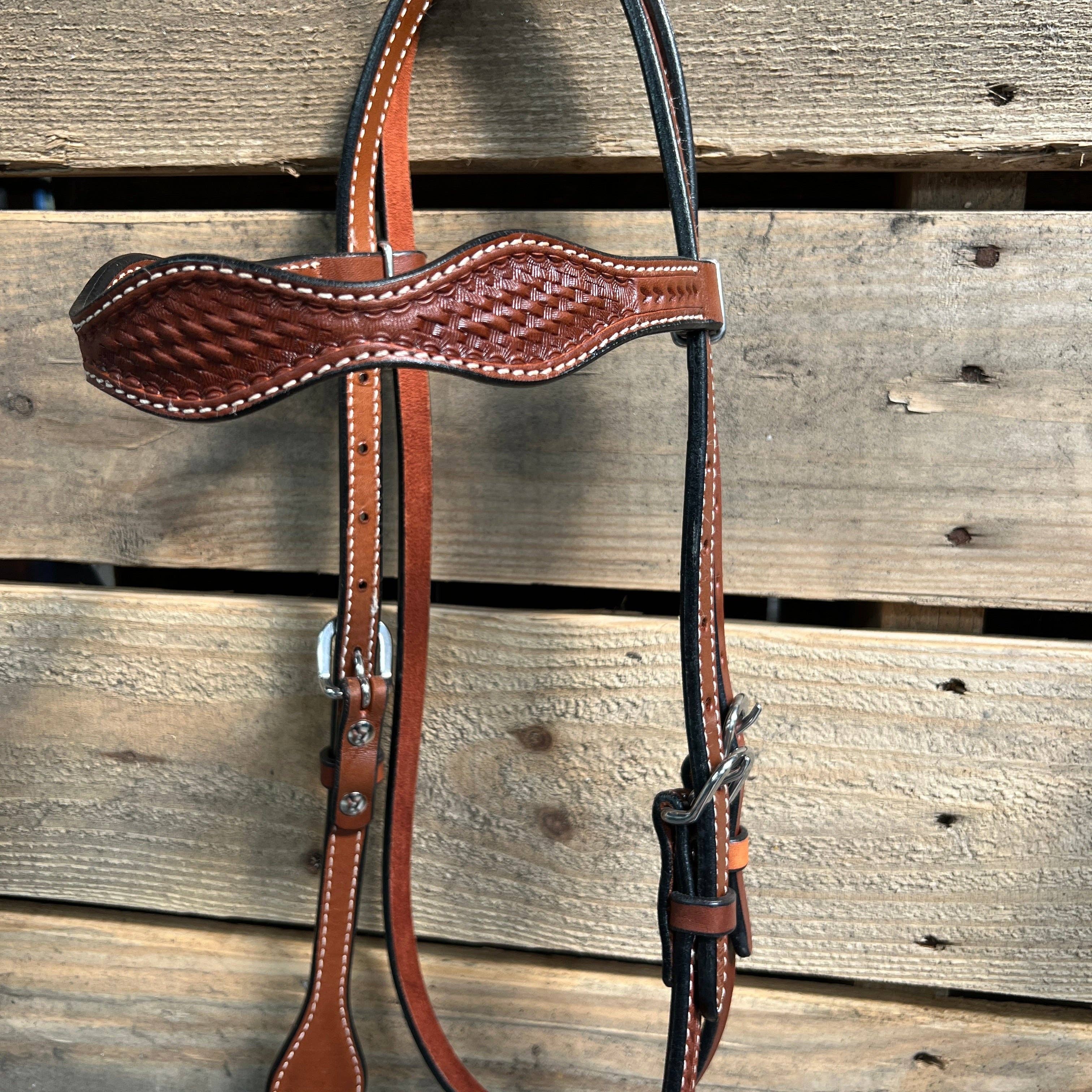 Rodeo Drive - Wholesale Horseback Riding Gear - Medium Oil Basketweave Tan Loping Hackamore #LHK0082
