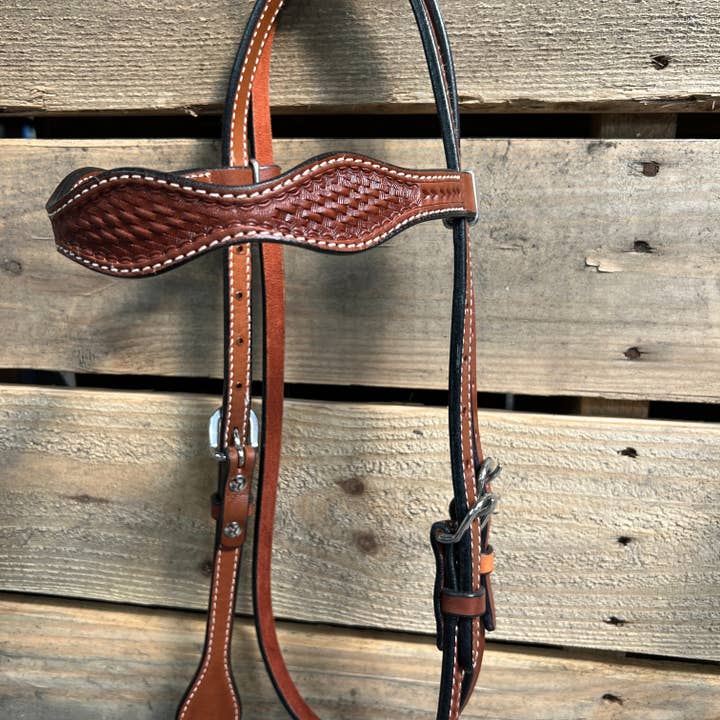 Rodeo Drive - Wholesale Horseback Riding Gear - Medium Oil Basketweave Tan Loping Hackamore #LHK0082