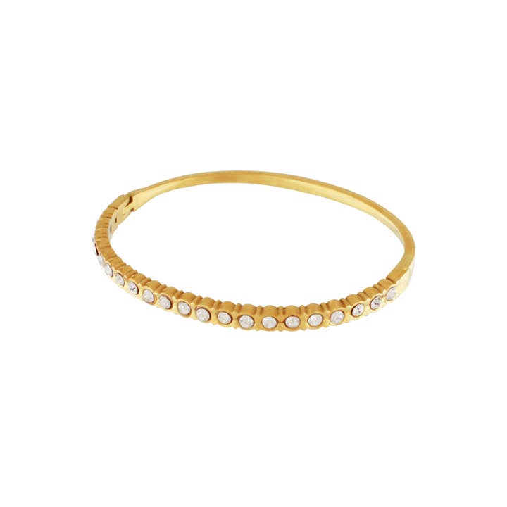 Joy Waterproof CZ Organic Bangle 18K Gold Plating for wholesale by Dansk Copenhagen