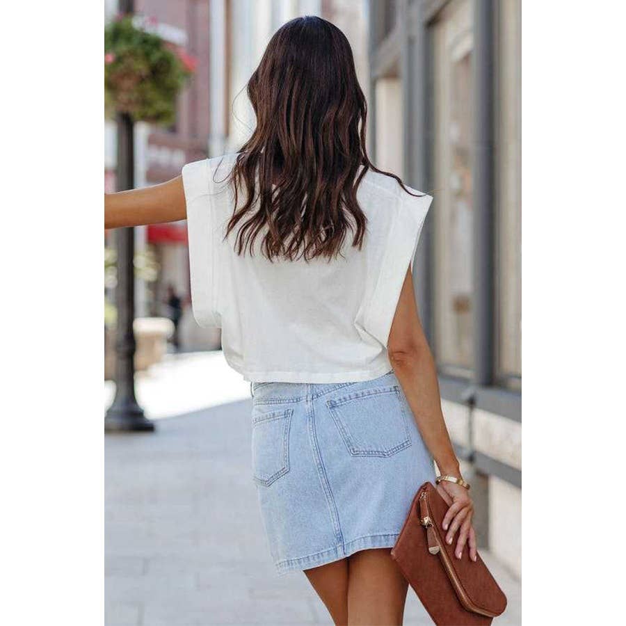 Paperdoll - Venta al por mayor Falda - Mujer - Falda corta de mezclilla asimétrica irregular de moda6