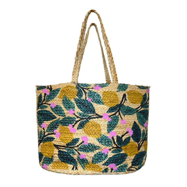 Anju Jewelry - Wholesale Tote Bag - Women's - Capri Jute Bag with Tropical Prints
