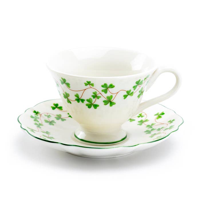 Grace Teaware - Vente Service à thé - Tasse à thé et soucoupe en porcelaine fine Shamrock 7 oz1