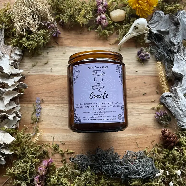 Moonstone and Myth - Wholesale Jar/Filled Candle - Oracle, 100% soy wax scented candle2