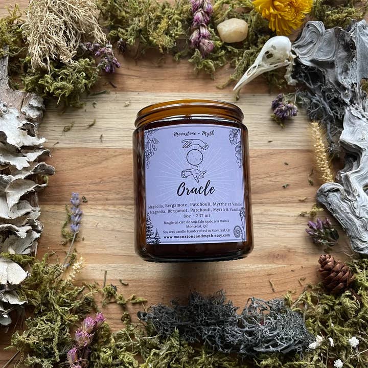 Moonstone and Myth - Wholesale Jar/filled candle - Oracle, 100% soy wax scented candle2
