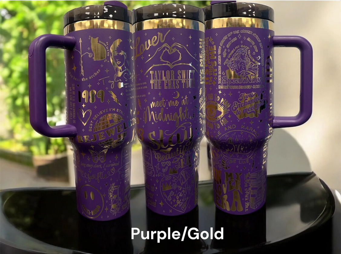 Crafty AF Studio – wholesale Insulated mug/tumbler – 40oz Taylor Eras Tour Rainbow laser Engraved Tumbler TS10