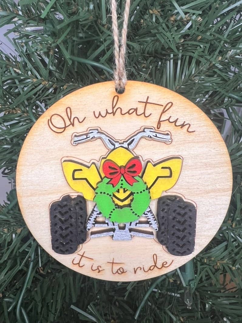 Sunlight Custom Creations - Wholesale Ornament - Four Wheeler Custom made wooden Christmas Ornament (Copy)3