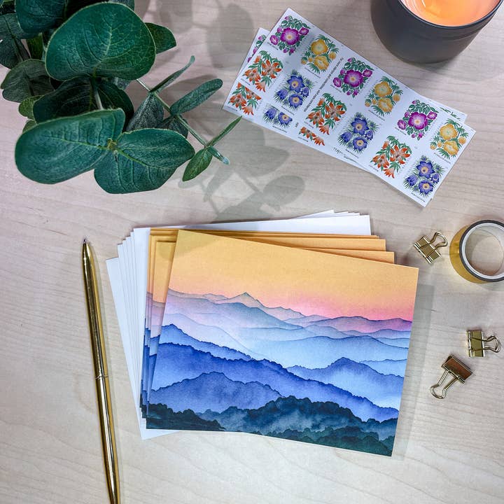 Shelby Thayne Art - Wholesale Everyday Greeting Card - Blue Ridge Mountain Sunrise - Greeting Card1