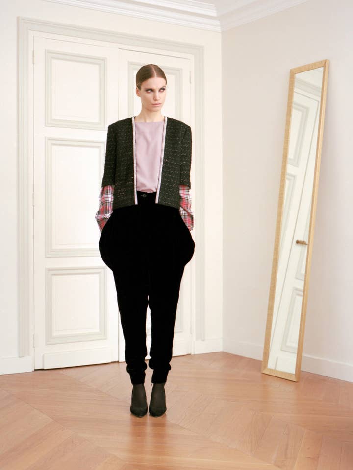 VEST TWEED PERLE SORT for engroshandel hos A MOI PARIS