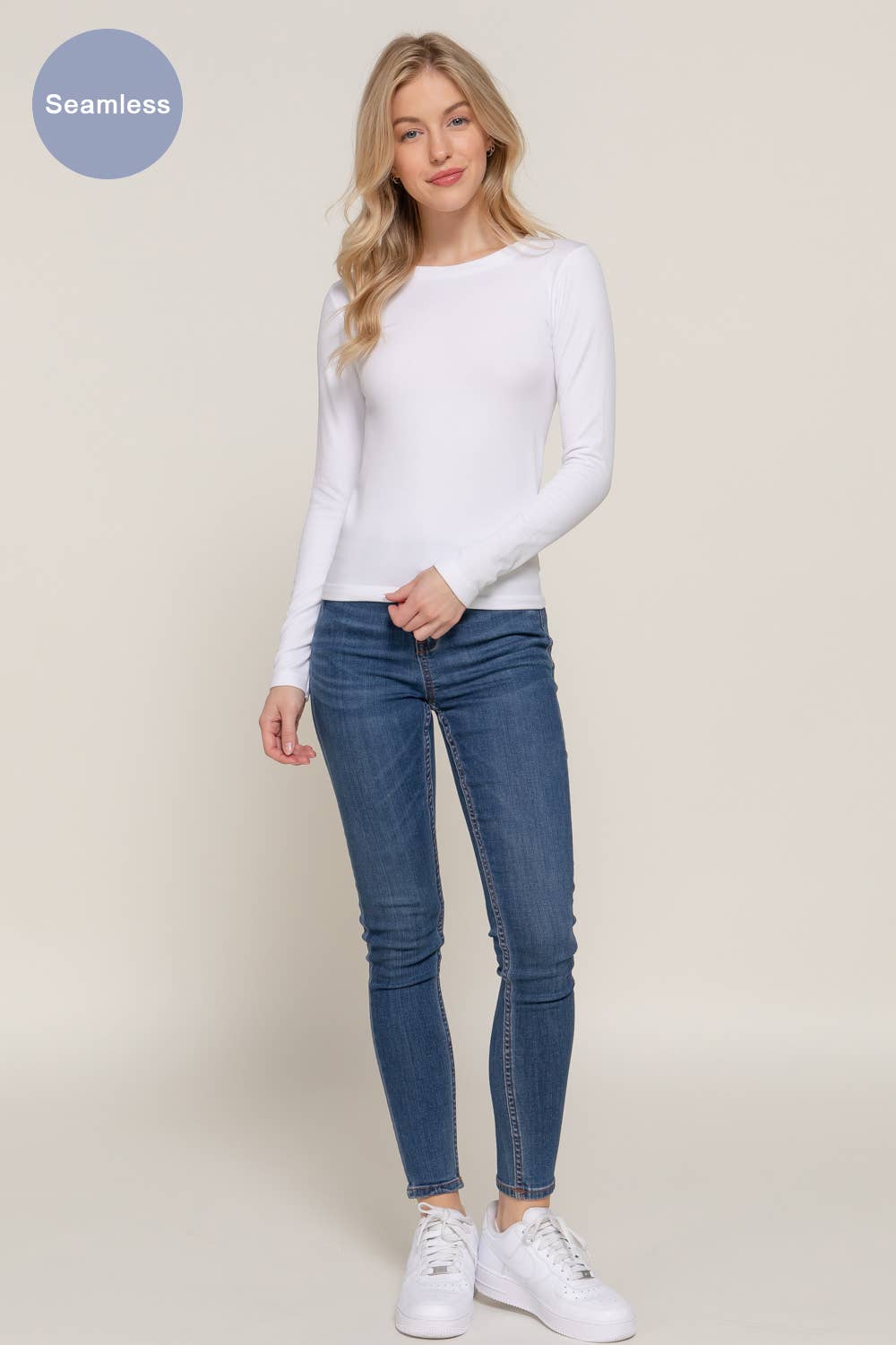 Active Basic | Active USA – Top de malha - Mulher por atacado – Top de manga comprida com gola redonda interior sem costura13