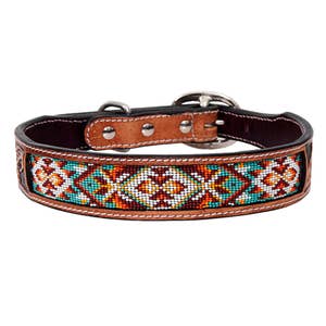 EMBER & IVORY, Macrame & Leather Dog Collar in Black w/ Natural (Made in  the USA)