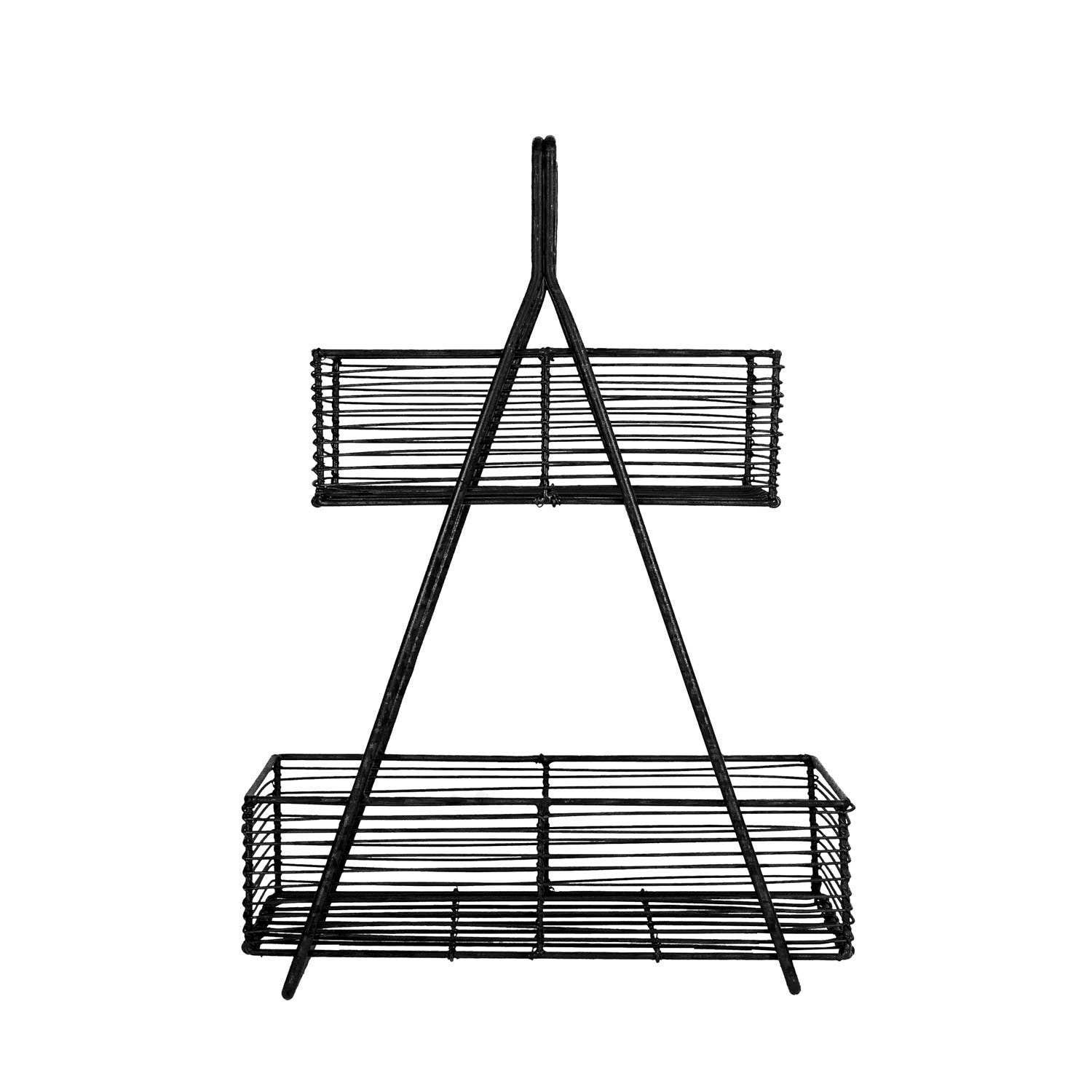 Foreside Home & Garden - Wholesale Retailer Display - Food & Drink - Atticus Two Tiered Wire Baskets Black Kitchen Decor1