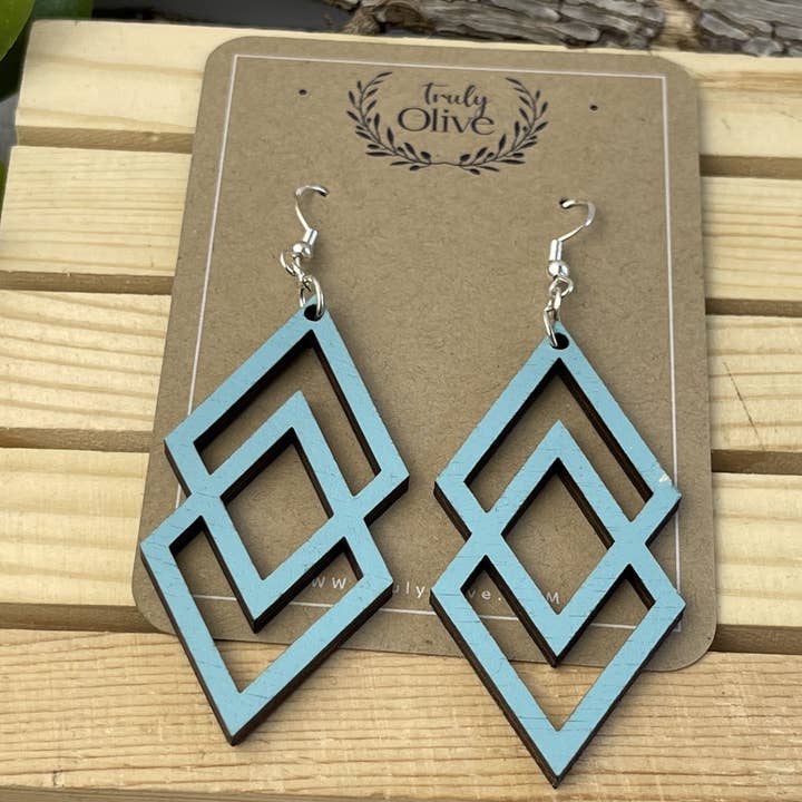 Truly Olive - Wholesale Dangle Earrings - Antique Wood Connected Triangle Earrings1