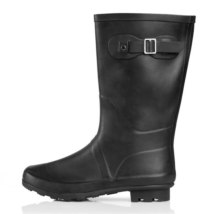 Norty Womens Mid Calf 11" Rain Boot 39967 Matte Black for wholesale by Eastern Off Price