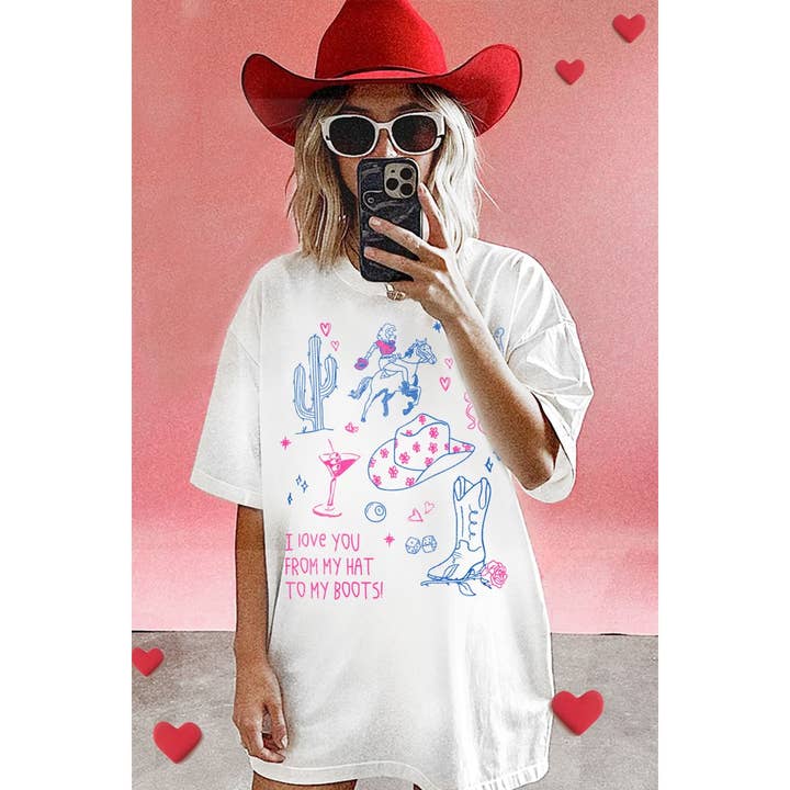 I LOVE FROM MY HAT OVERSIZED MINERAL GRAPHIC TEE for wholesale by HRTandLUV