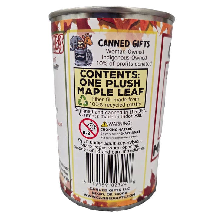 Canned Gifts - Wholesale Gag Gift/Novelty Gift - Lou the Canned Maple Leaf | Fall Stuffed Plush w/Jokes4